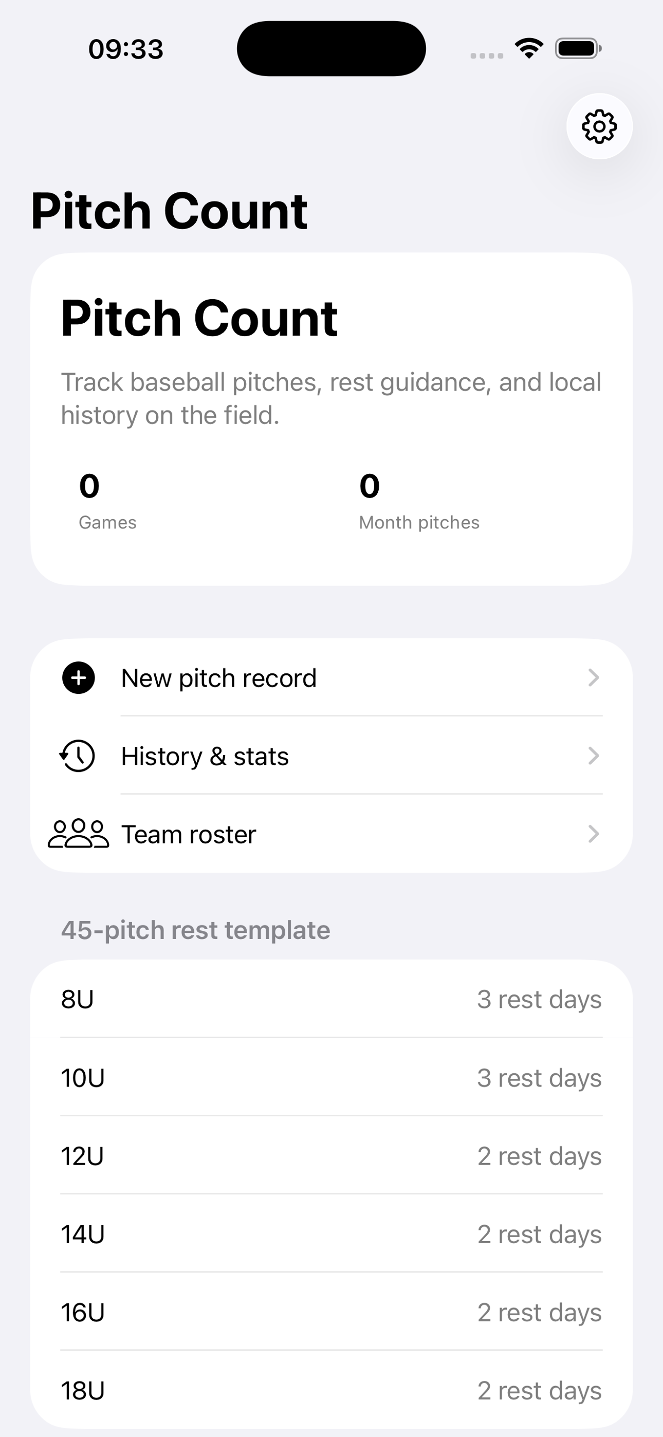 Pitch Count Rest Tracker2026 screenshot 2