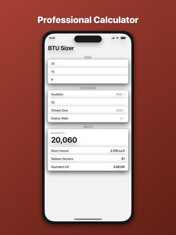 BTU Calculator: Room Heater iPad screenshot