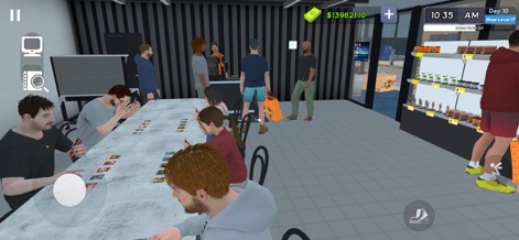 TCG Card Trade Manager - Explore the app's dynamic depiction of customer engagement during card games and the meticulously stocked product displays awaiting shoppers.