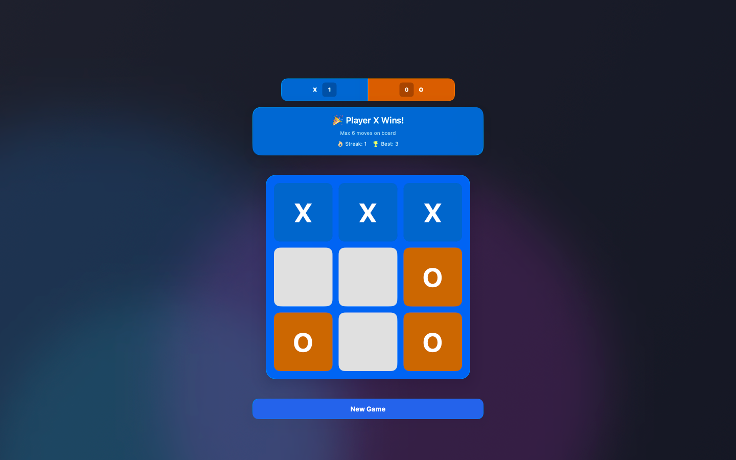Infinite Tic Tac Toe Game