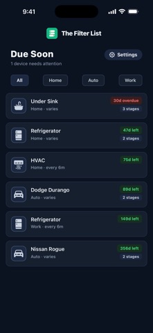 The Filter List screenshot