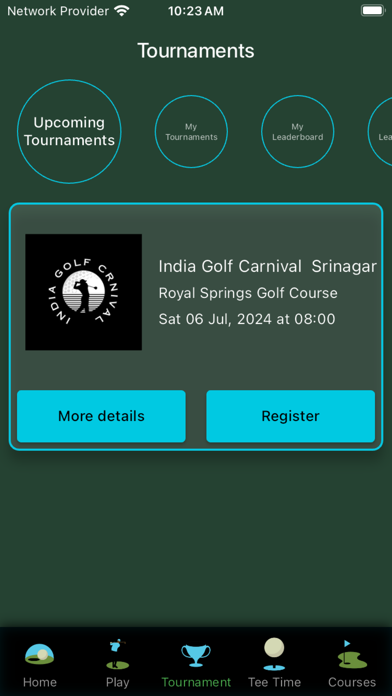 Online Golf App Screenshot