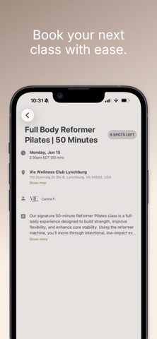 Vie Wellness Club LYH iPhone screenshot