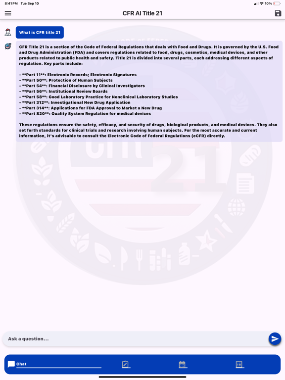 CFR AI - Title 21 iPad screenshot 2 - Medical app