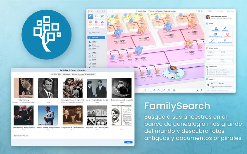 Captura de pantalla de MacFamilyTree 11 en iPhone 7