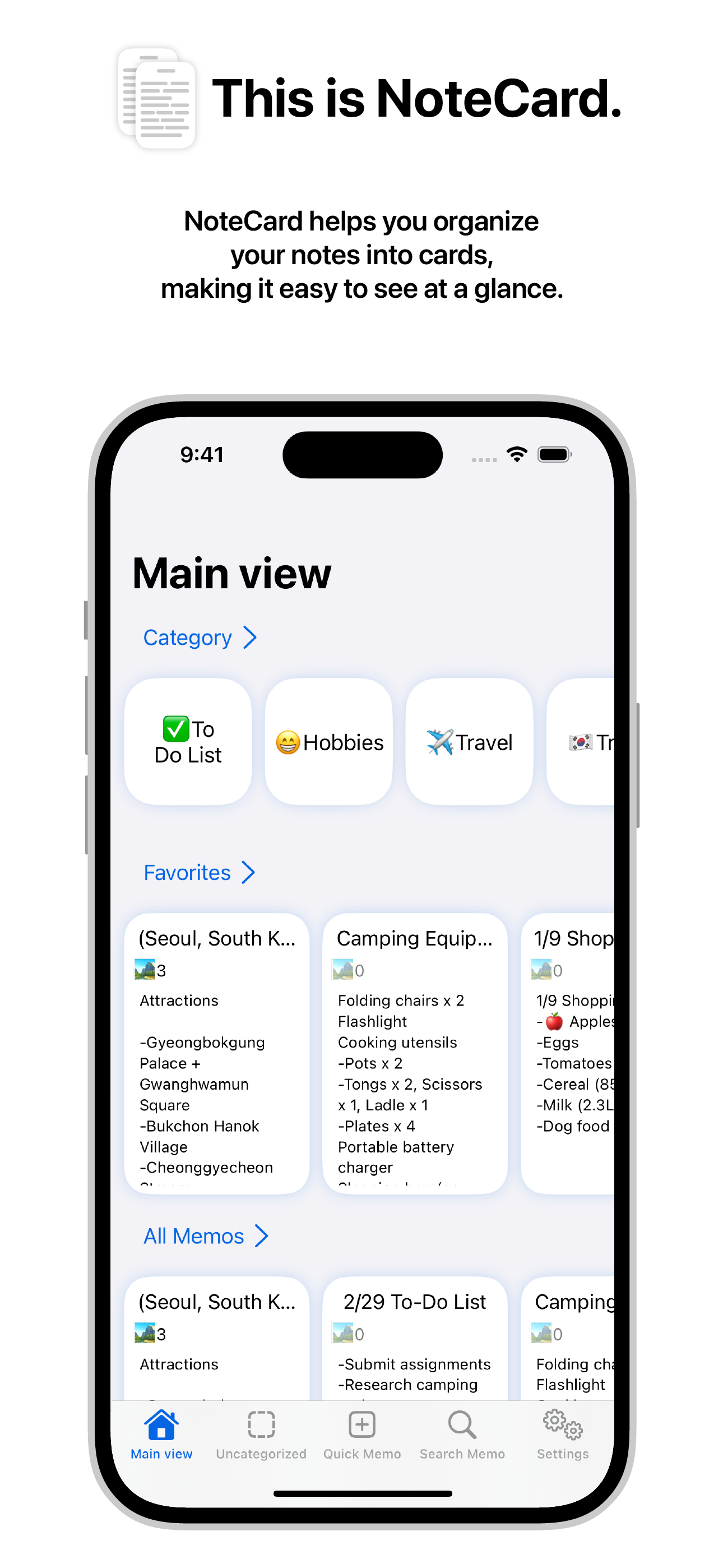 NoteCard - Simplest Memo App