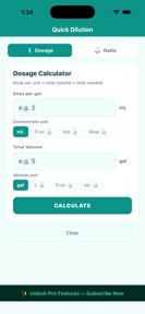 Dilution & Mix Calculator screenshot