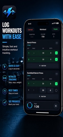 RepVolt: Gym Workout Tracker iPhone screenshot