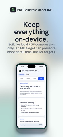 PDF Compress Under 1MB iPhone screenshot