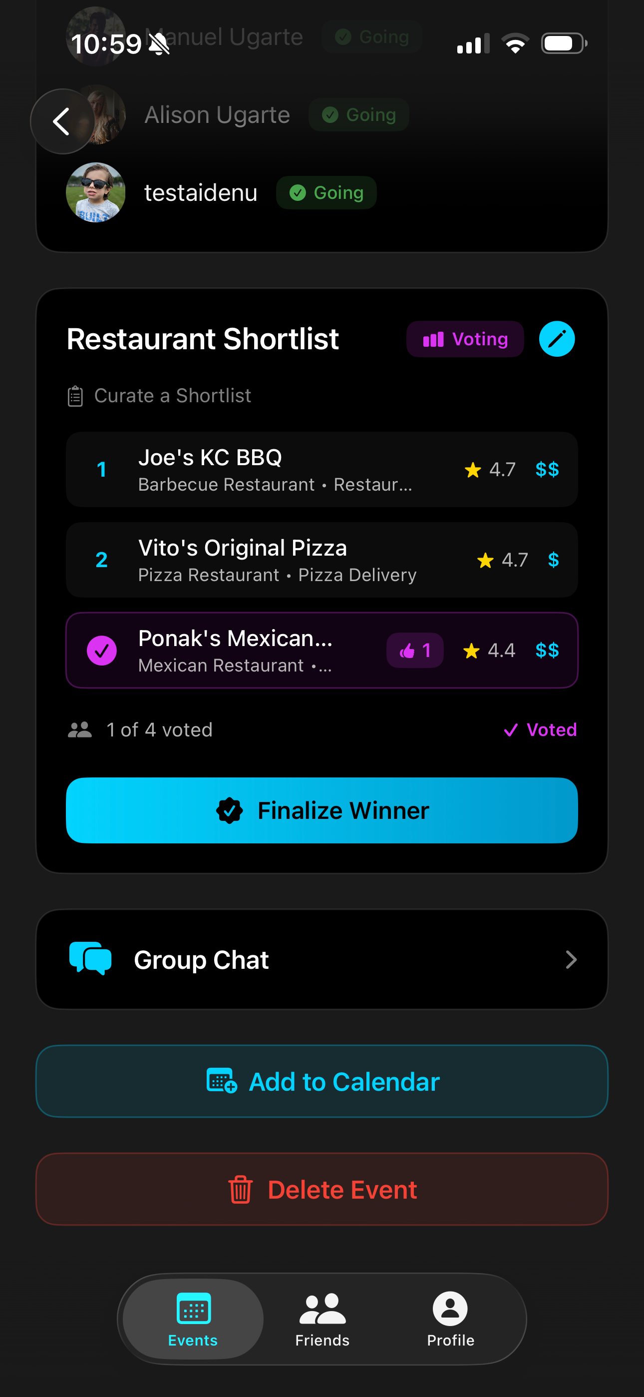 Chaperone - Dining Planner