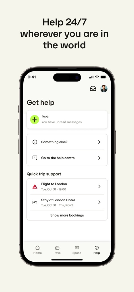 Perk - Access robust 24/7 support through direct messaging from Perk and contextual quick trip support tailored to specific active bookings, wherever users are in the world.
