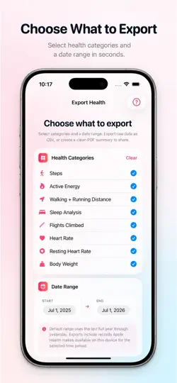 Screenshot von Export Health auf dem iPhone 3