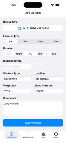 Simple Triathlon Log screenshot