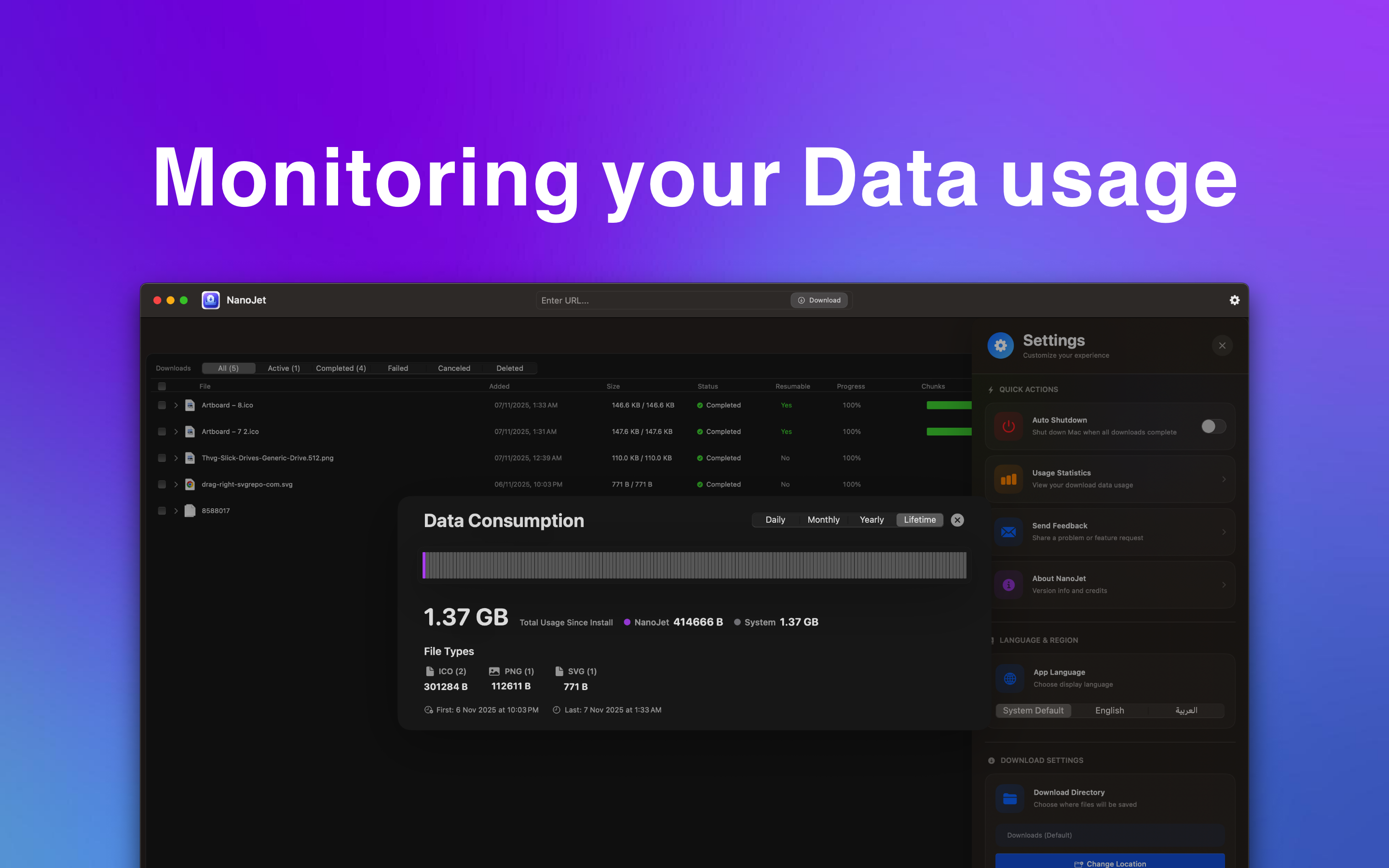 NanoJet: Save & Organize Files