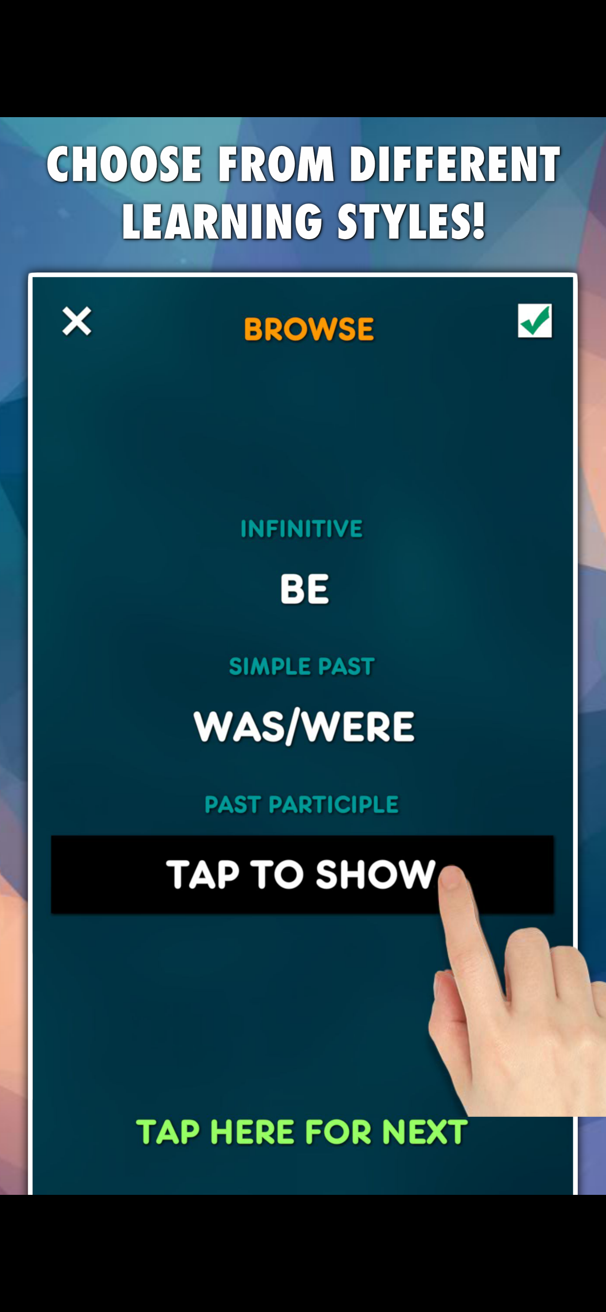 Irregular Verbs Test screenshot 3