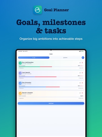Goal Planner iPad screenshot