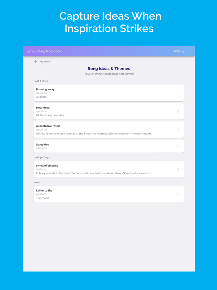 Songwriting Notebook