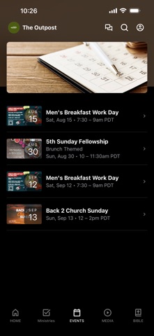 The Outpost Church iPhone screenshot