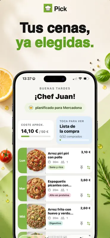 Pick - Menú Semanal y Compra screenshot 1 of 5