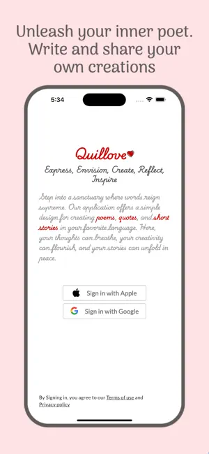 Quillove -write quotes, poems screenshot 1