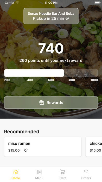 Senzu Noodle Bar And Boba iPhone screenshot 1 - Food & Drink app