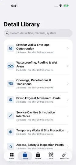 Captura de pantalla de Construction Details en iPhone 2