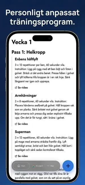 Träningsplan screenshot 2