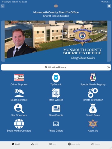 Monmouth County Sheriff iPad screenshot