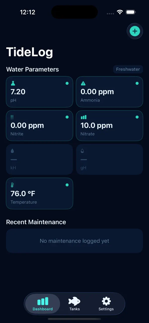 Screenshot #1 pour TideLog — Aquarium Tracker