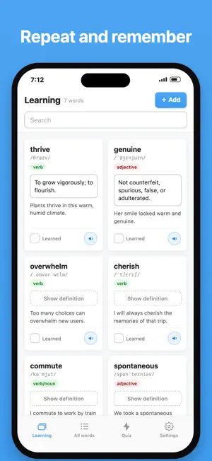 English Vocab - My Flashcards screenshot 1