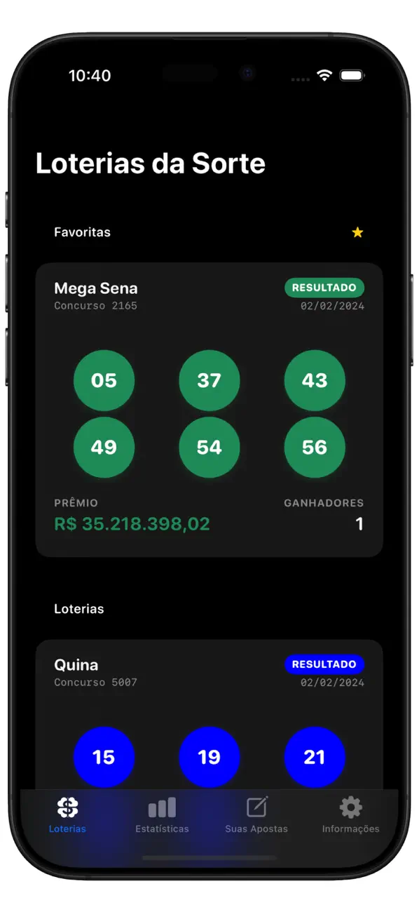 Screenshot #1 pour Loterias Da Sorte