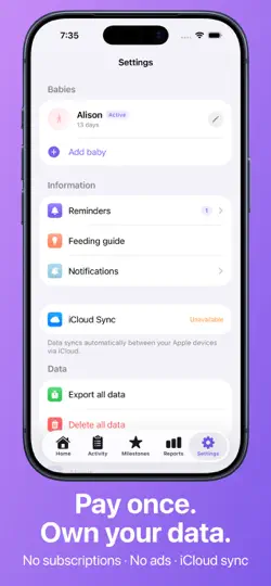 Screenshot von Newborn Diary: Baby Tracker auf dem iPhone 6
