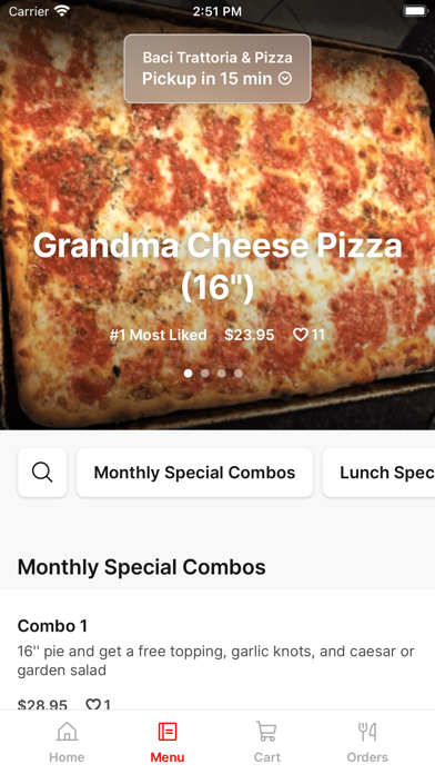 Baci Trattoria & Pizza iPhone screenshot 2 - Food & Drink app