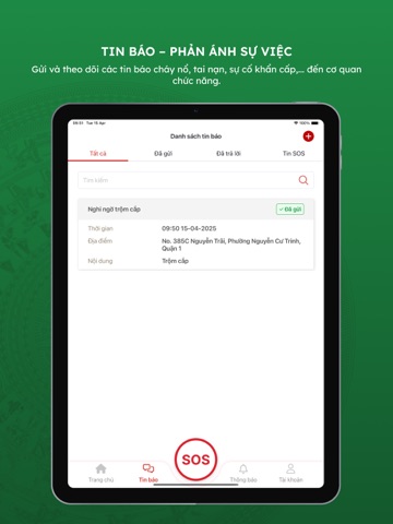 SOS An ninh trật tự CATP HCM iPad screenshot 3