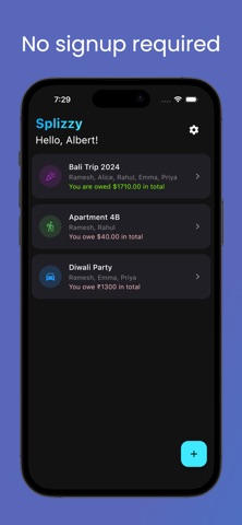 Splizzy - Expense Splitter Screenshot 1 of 4