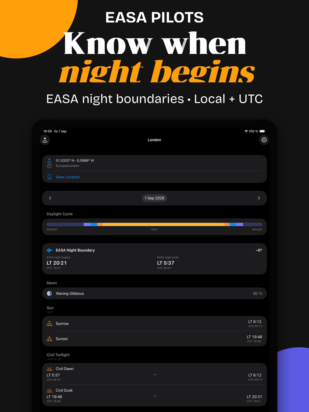 Screenshot 5 of Civil Twilight: Sun Calculator