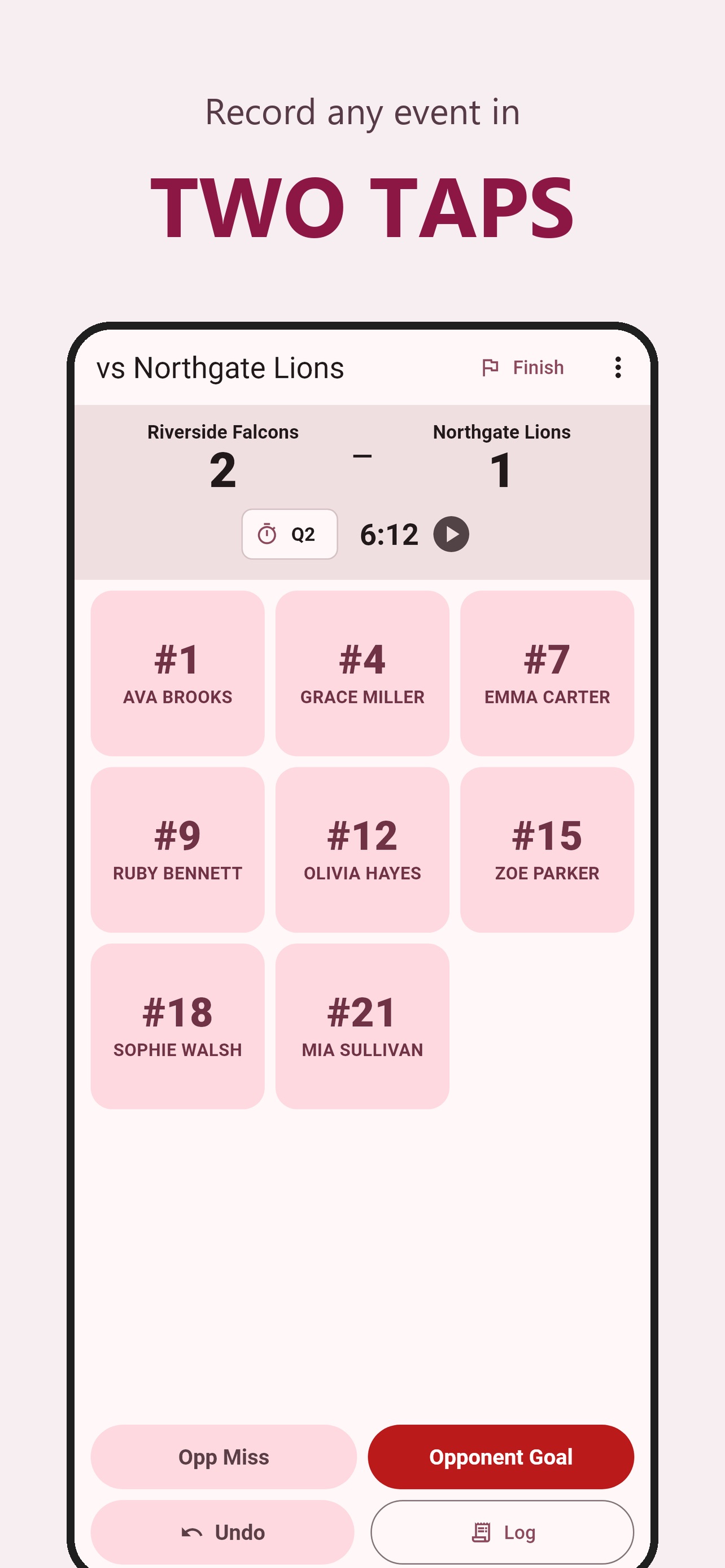 Screenshot 1 of Netball Stats Tracker