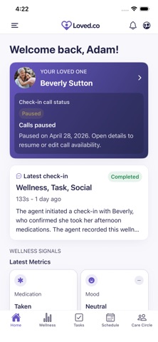 Loved: Senior Care Check-Ins iPhone screenshot