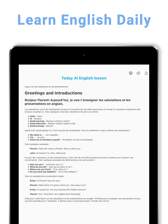 Daily English AI Tutor iPad screenshot