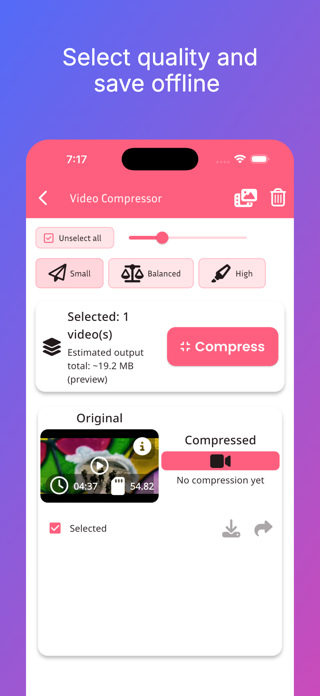 Video Compressor, Save Space Screenshot 2 of 3