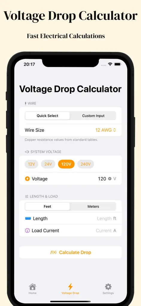 Wire Gauge Calculator ° - Productivity App | MWM
