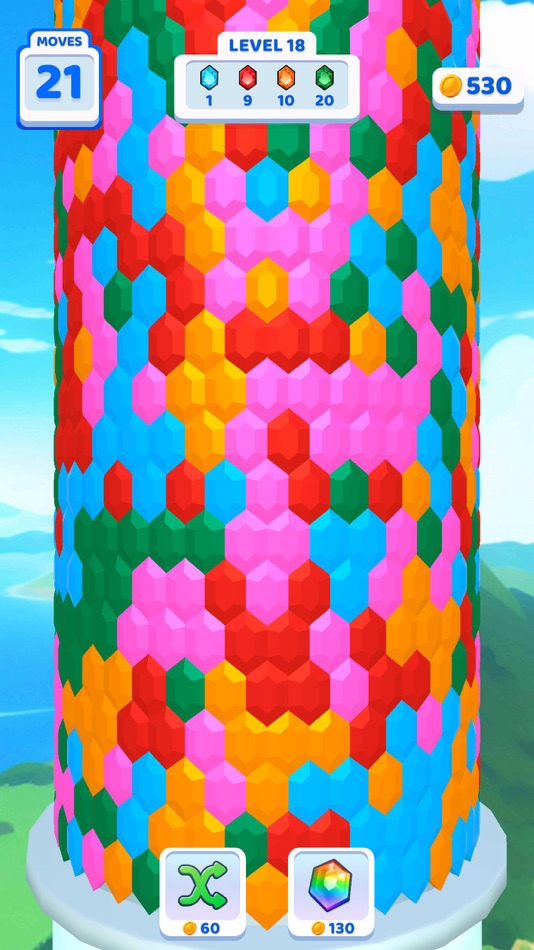 #1. Hex Fall 3D (iOS) 게시자: Bugbomb