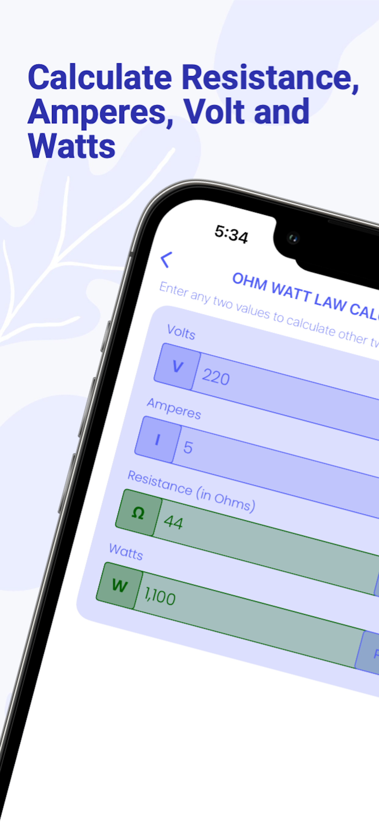 Ohm & Watt Law Electrical Calc