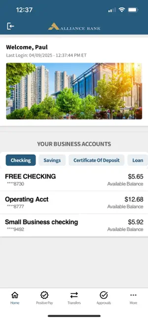 Alliance Bank Business Mobile screenshot 1