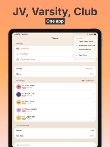 Basketball Stat Tracker Pro iPad screenshot