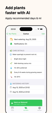 Plant Water Reminder Alert iPhone screenshot