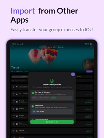 IOU: Split Receipts & Expense iPad screenshot