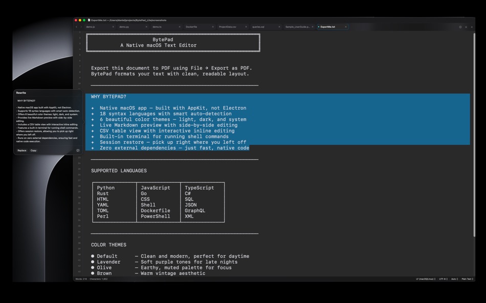 #5. BytePad - Text Editor (macOS) Ved: Daniel Vieira Costa Andrade