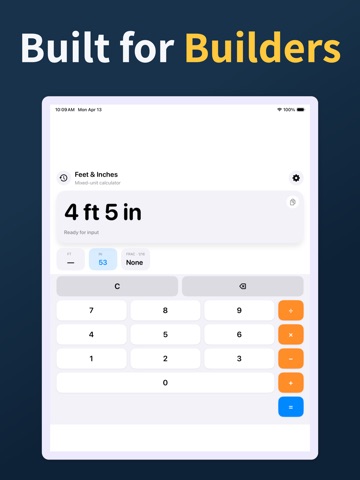 Feet Inches Calculator iPad screenshot
