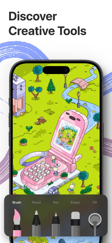 Infinity Coloring Book: Infini - Les utilisateurs peuvent choisir parmi une gamme d'outils de coloriage tels que les pinceaux et les crayons, permettant une personnalisation précise et une liberté artistique totale.